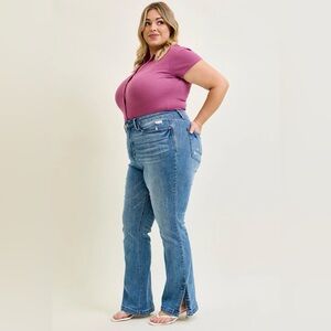 Judy Blue Slim Boot Jeans Womens 24W Nova High Waist Tummy Control Stretch Retro